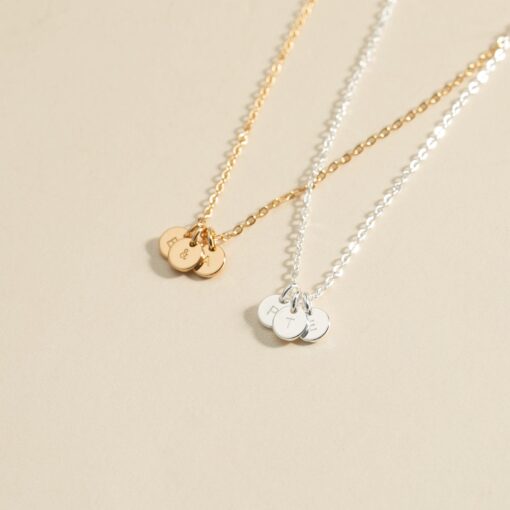 Personalized Initial Disc Necklace - Sterling Silver, Engraved Family Kids Names, Mothers Day Item - Image 5