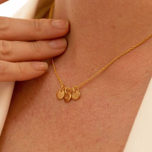 Personalized Initial Disc Necklace - Sterling Silver, Engraved Family Kids Names, Mothers Day Item
