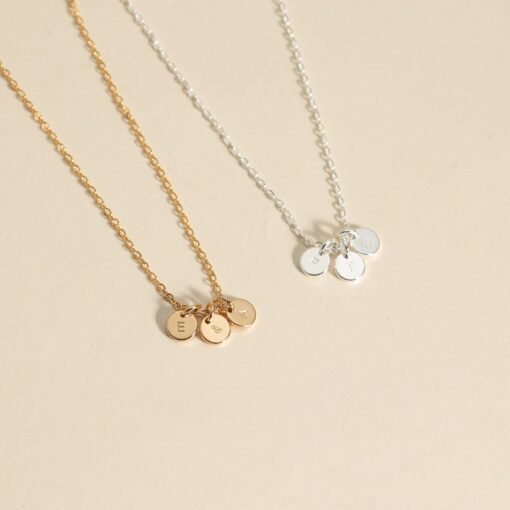 Personalized Initial Disc Necklace - Sterling Silver, Engraved Family Kids Names, Mothers Day Item - Image 3