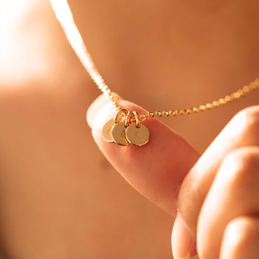 Personalized Initial Disc Necklace - Sterling Silver, Engraved Family Kids Names, Mothers Day Item - Image 2