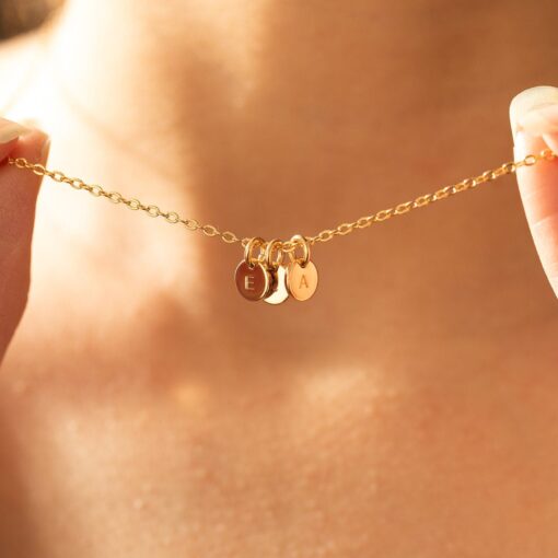 Personalized Initial Disc Necklace - Sterling Silver, Engraved Family Kids Names, Mothers Day Item - Image 4