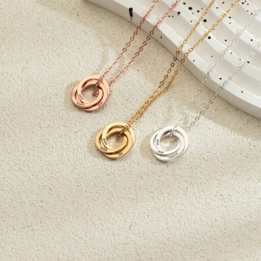 Personalized Mom Necklace - Custom Family Necklace with Kids Names - Multi Circle Pendant - Christmas Item for Grandma - Image 2