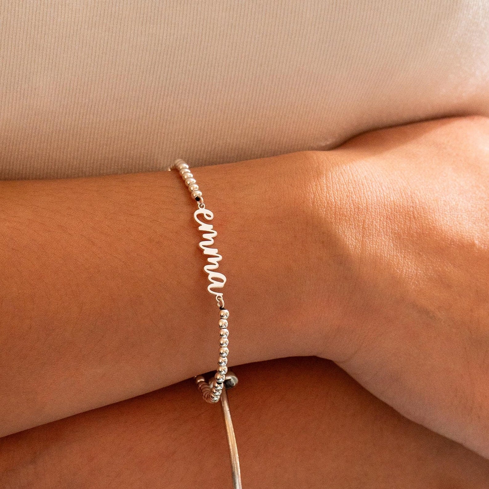 Personalized Name Bracelet - Custom Beaded Letter Stackable Bracelet - Birthday Item for Her - Image 3