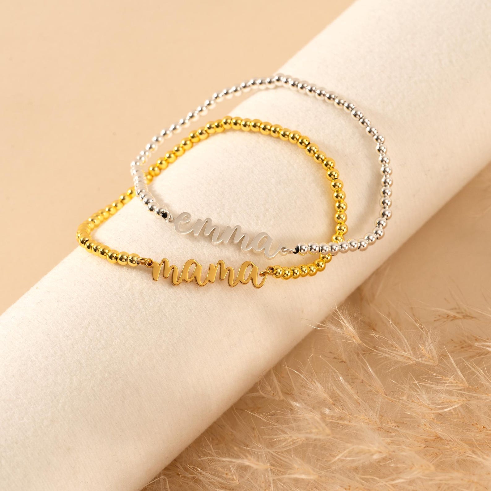 Personalized Name Bracelet - Custom Beaded Letter Stackable Bracelet - Birthday Item for Her - Image 4