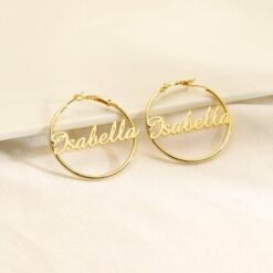 Personalized Name Hoop Earrings - Custom Gold Big Hoops - Christmas Item for Her