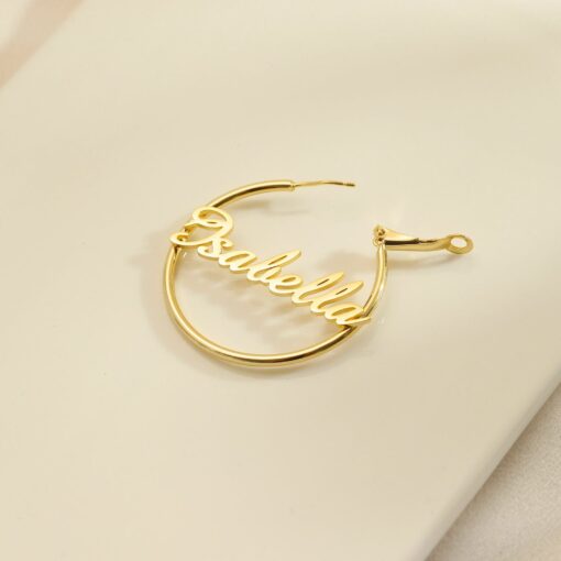 Personalized Name Hoop Earrings - Custom Gold Big Hoops - Christmas Item for Her - Image 5