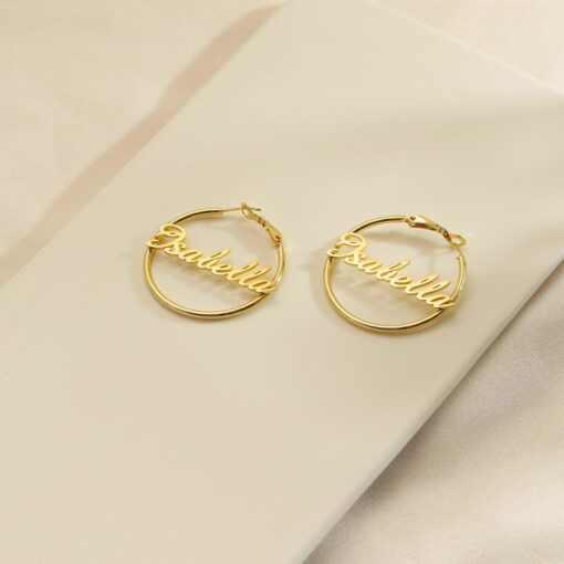 Personalized Name Hoop Earrings - Custom Gold Big Hoops - Christmas Item for Her - Image 4