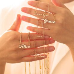 Personalized Name Necklace 18K Gold Plated - Custom Handmade Jewelry Item for Her - Mom, Birthday, Christmas