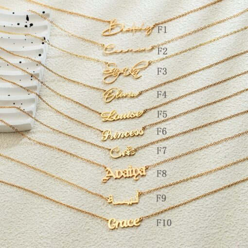 Personalized Name Necklace 18K Gold Plated - Custom Silver Nameplate Necklace - Christmas Item for Her - Image 3