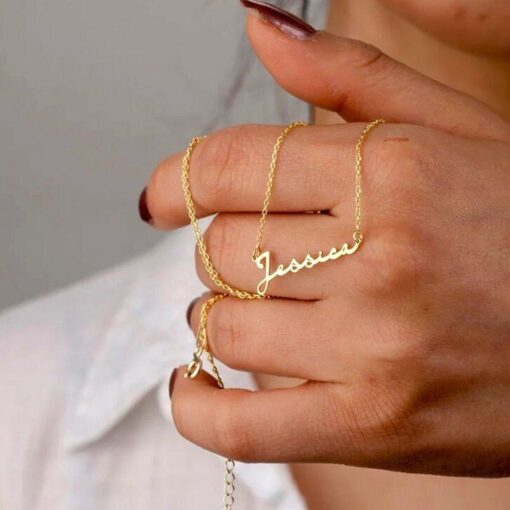 Personalized Name Necklace - Custom Gold Script, Mother's Day Item, Bridesmaid Jewelry - Image 2
