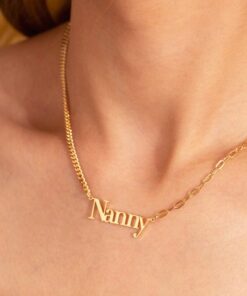 Personalized Name Necklace Gold - Custom Half Curb & Link Chain Jewelry - Bridesmaid Birthday Item