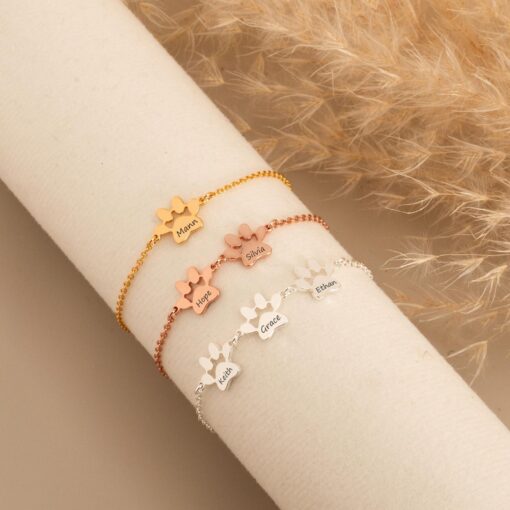 Personalized Paw Print Bracelet - Engraved Pet Name Jewelry for Dog Moms & Pet Lovers - Image 5