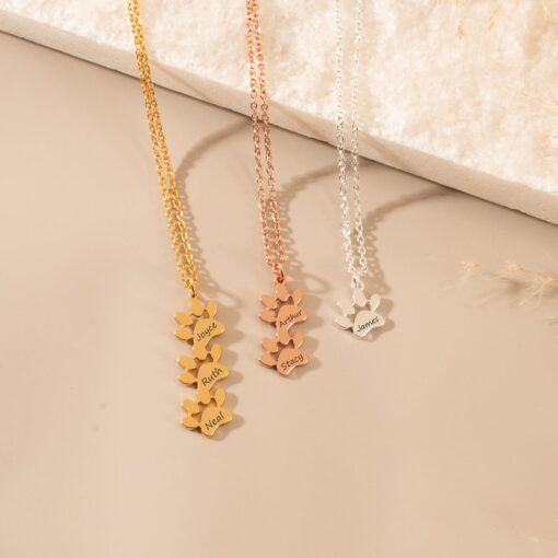 Personalized Paw Print Necklace - Custom Dog Paw Letter Necklace - Pet Memorial Jewelry - Christmas Item for Mom Grandma - Sterling Silver - Image 3