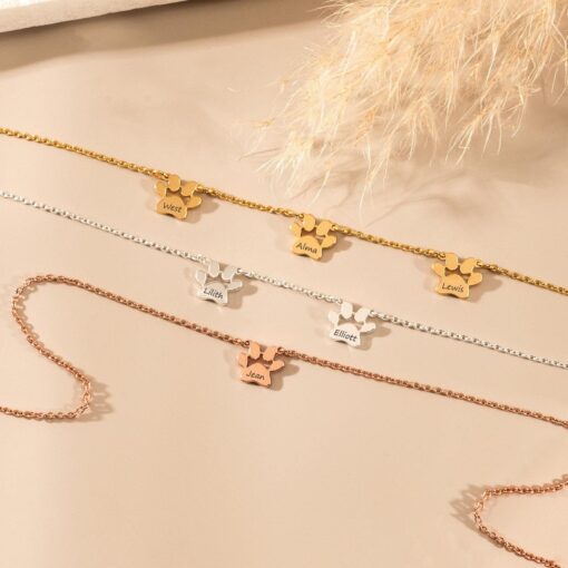 Personalized Paw Print Necklace - Custom Name Dog Cat Paw Necklace - Pet Memorial Jewelry - Item for Pet Lovers - Image 3