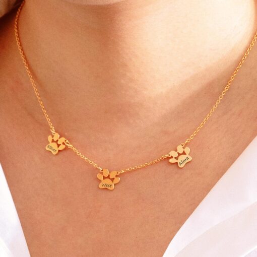 Personalized Paw Print Necklace - Custom Name Dog Cat Paw Necklace - Pet Memorial Jewelry - Item for Pet Lovers - Image 2