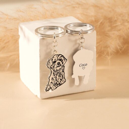 Personalized Pet Photo Keychain - Custom Engraved Dog Cat Memorial Keyring - Pet Loss Item for Mom - Christmas Item for Pet Lovers - Image 2
