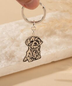 Personalized Pet Photo Keychain - Custom Engraved Dog Cat Memorial Keyring - Pet Loss Item for Mom - Christmas Item for Pet Lovers