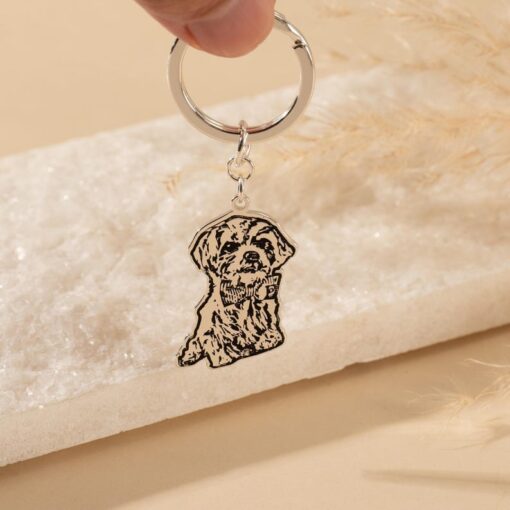 Personalized Pet Photo Keychain - Custom Engraved Dog Cat Memorial Keyring - Pet Loss Item for Mom - Christmas Item for Pet Lovers