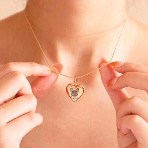 Personalized Pet Portrait Cremation Necklace - Engraved Heart Urn - Dog/Cat Memorial Ash Keepsake Jewelry - Image 2