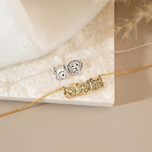 Personalized Pet Portrait Necklace - Custom Engraved Dog Cat Photo Memorial Jewelry - Pet Loss Item for Pet Mom - Image 3