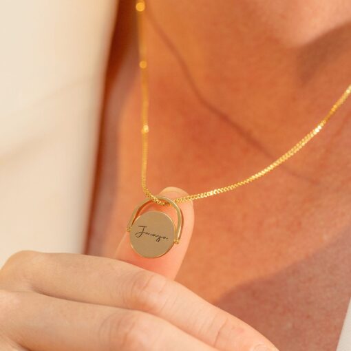 Personalized Spinner Necklace - Custom Name Fidget Jewelry - Anxiety Relief - Engraved Initial Memorial Item - Sterling Silver - Image 5