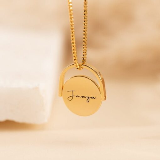 Personalized Spinner Necklace - Custom Name Fidget Jewelry - Anxiety Relief - Engraved Initial Memorial Item - Sterling Silver
