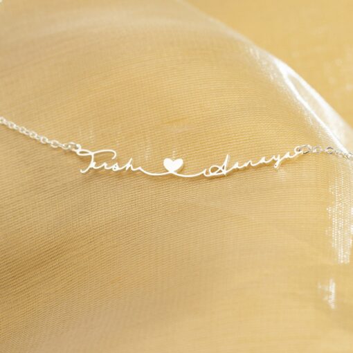 Personalized Two Name Necklace with Heart - Custom Couple Necklace - Sterling Silver - Anniversary Item for Her - Christmas Item - Image 5